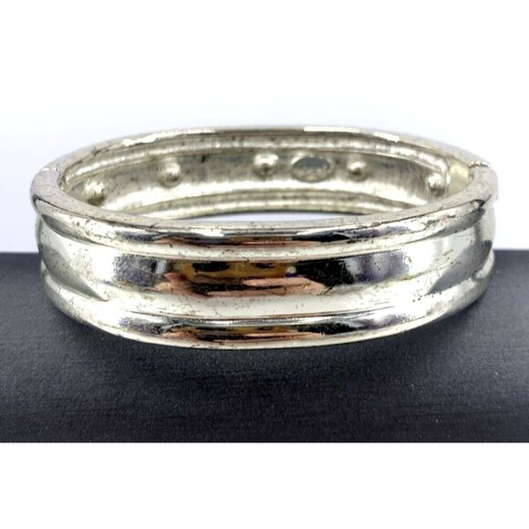 Jackie Collins Bracelet Silver Plated Panther Big Cat Puma Hinged Bangle 7" - Picture 3 of 9